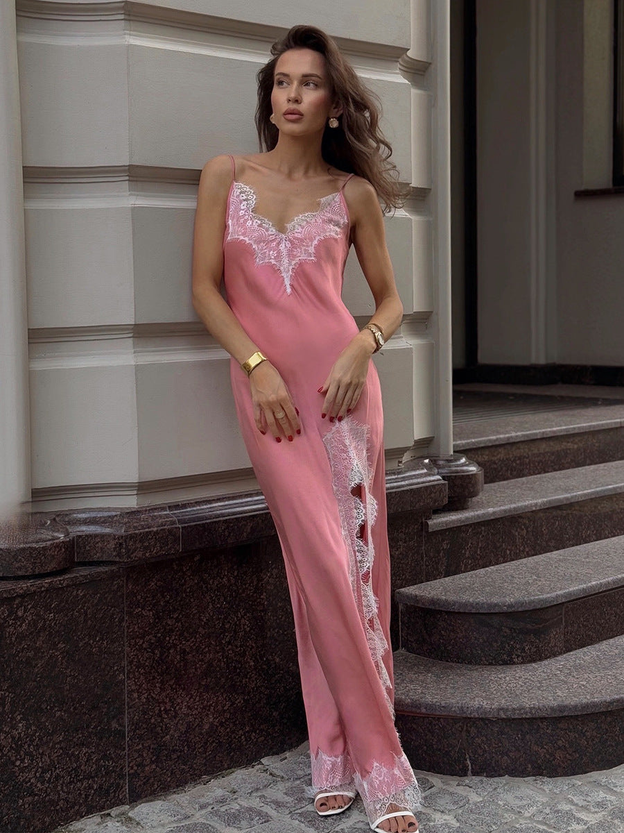 Sexy Lace Trimmed Cami Maxi Dress