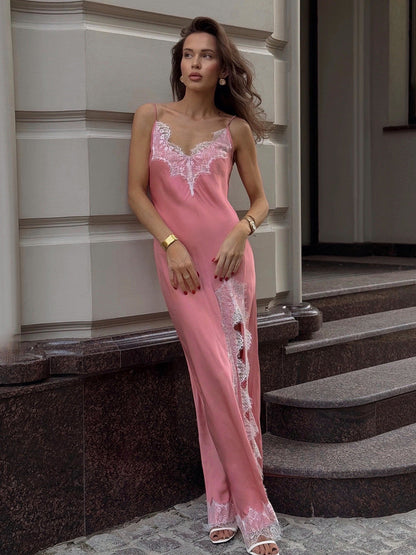 Sexy Lace Trimmed Cami Maxi Dress