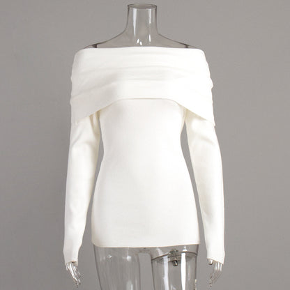 Off-Shoulder Long Sleeve Knit Top for Women
