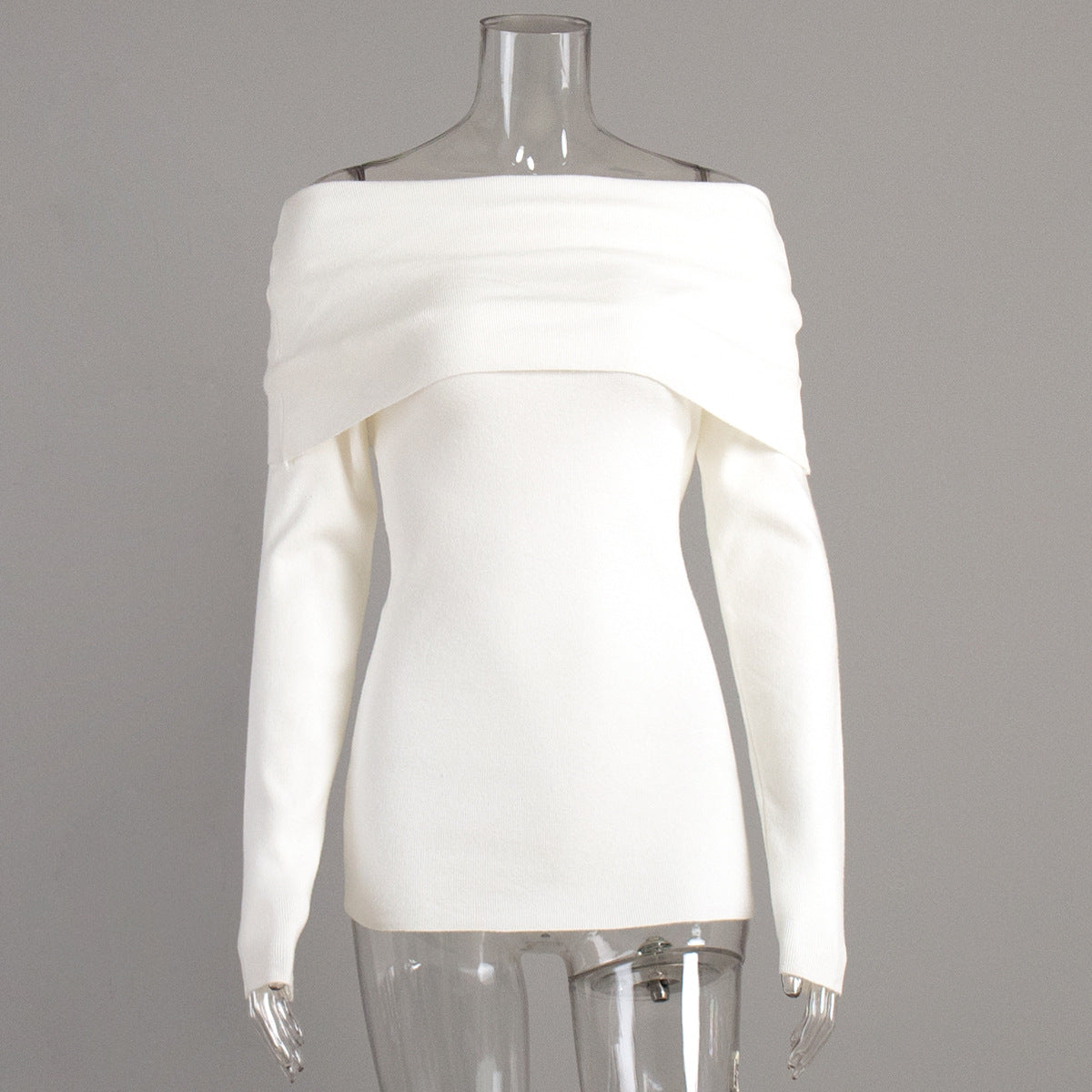 Elegant Off-Shoulder Knit Sweater Casual Top