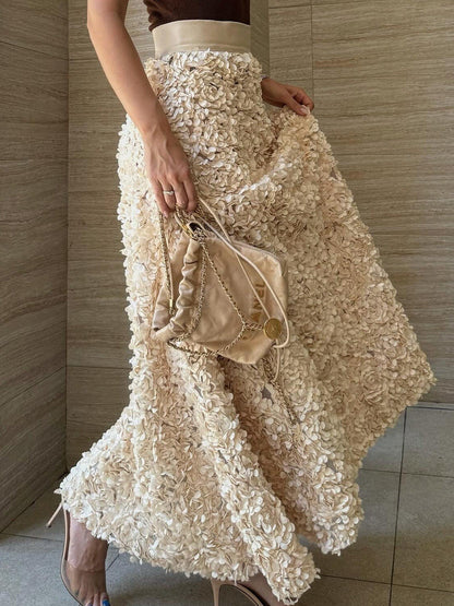 Elegant Petal Design Maxi Skirt for Evening Events