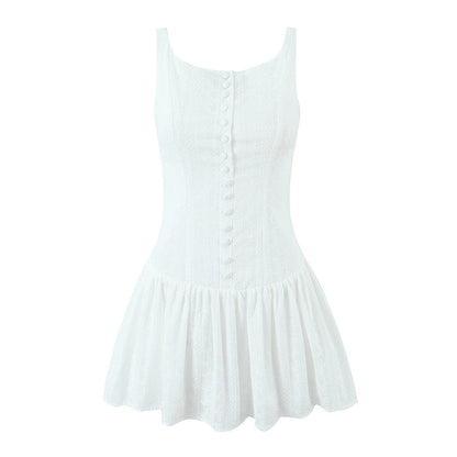 Sexy Solid Color Backless Staps Mini Dress