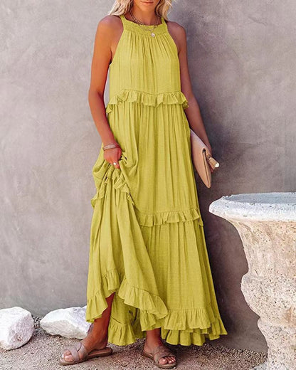 Summer Dress New Irregular Cake Skirt Sleeveless Long Mopping Skirt Holiday Dress Women