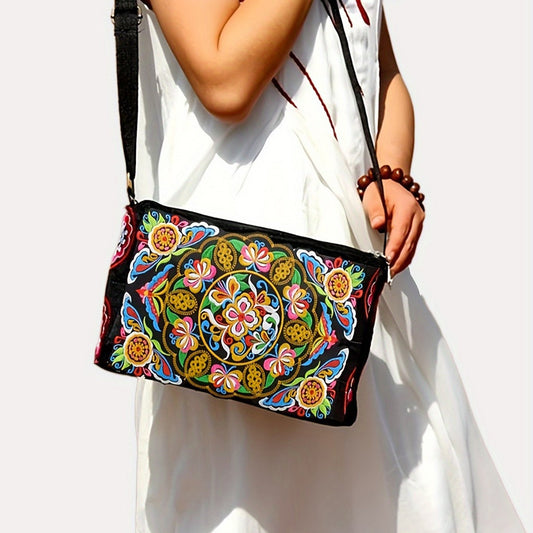 Antique Double-Sided Embroidery Crossbody Bag Small Bag Crossbody Bag Women'S Canvas Shoulder Bag