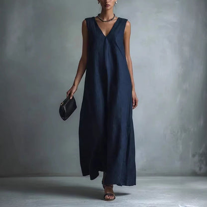 Oversized Sleeveless Linen Maxi Dress