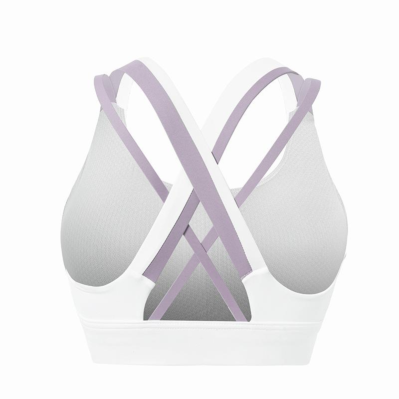 Contrast Color Sports Bra Nude Fabric Yoga Suit Tight Beautiful Back Fast Dry Running Vest Women