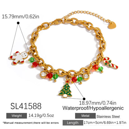 Premium Christmas Bell Bracelet with Tree and Glove Charms