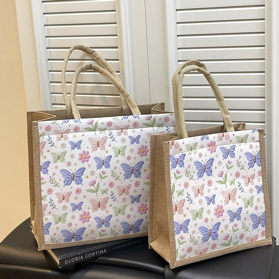 Stylish 3D Patterned Linen Tote Bag for Women