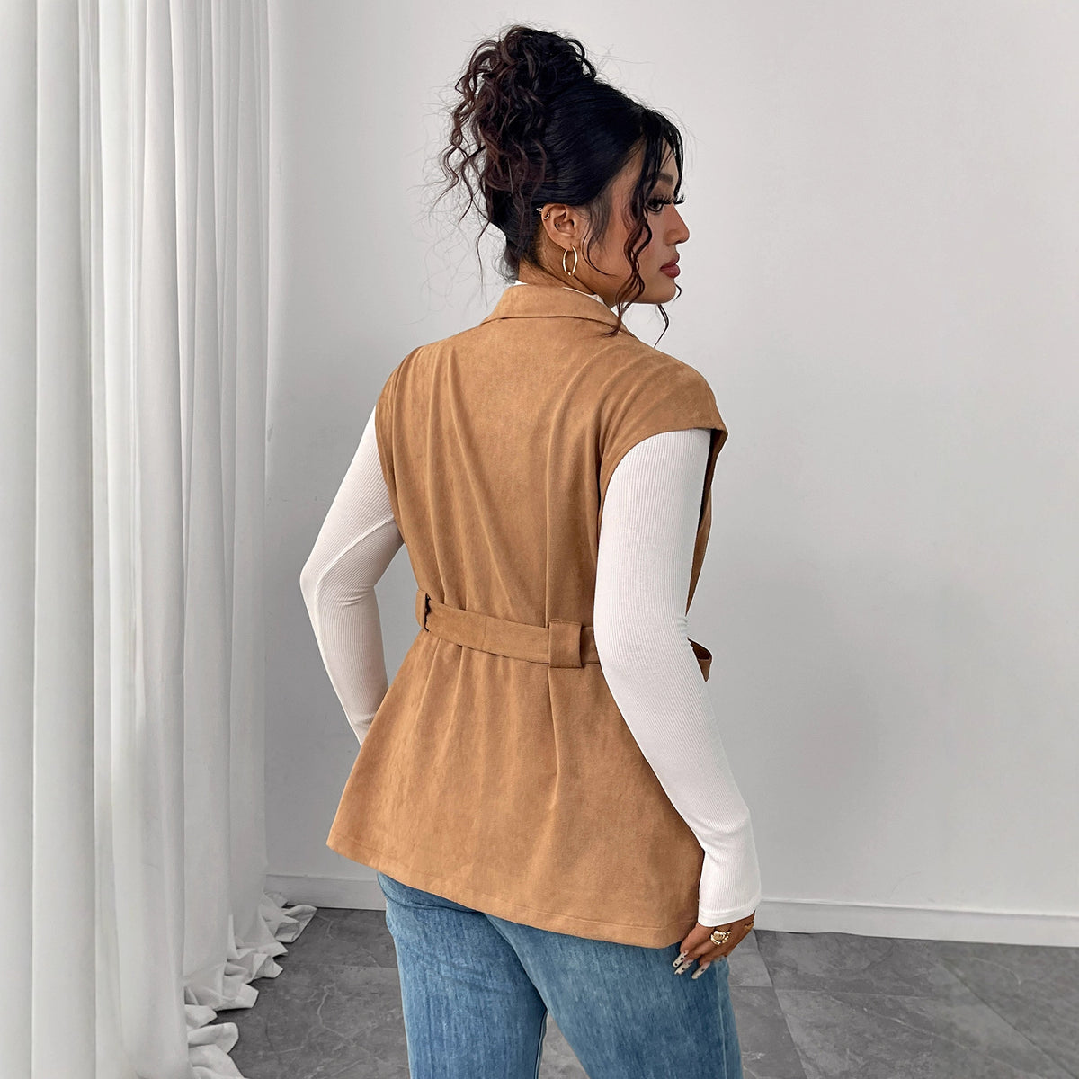 Trendy Solid Color Vest for Women - Loose Fit Sleeveless Layered Outerwear