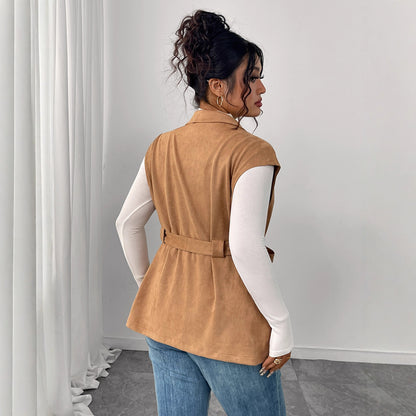 Trendy Solid Color Vest for Women - Loose Fit Sleeveless Layered Outerwear