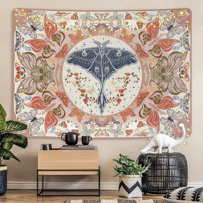 Bohemian Retro Butterfly Tapestry Insect Flower Tapestry Beautiful Hanging Cloth Skeleton Tapestry Stumbling Butterfly Tapestry