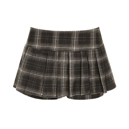 Plaid Pleated Low Rise Mini Skirt