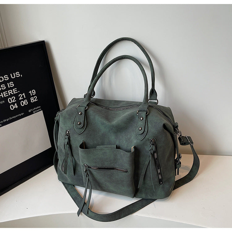 Large Capacity Retro Tote Bag Stylish Crossbody Handbag