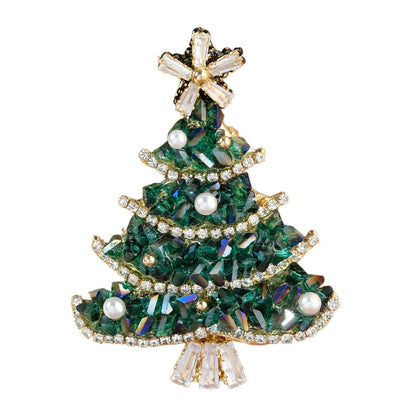 Elegant Crystal Pearl Christmas Tree Brooch