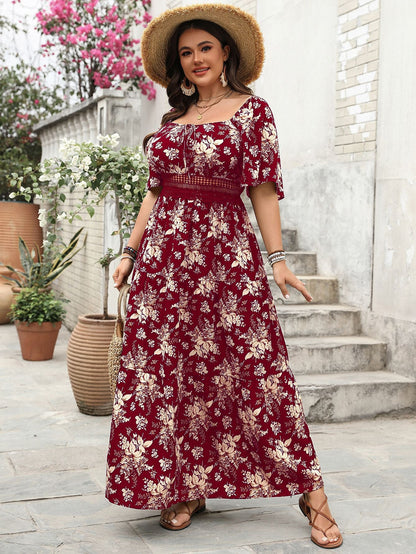 Retro Floral A-Line Dress Comfortable Casual