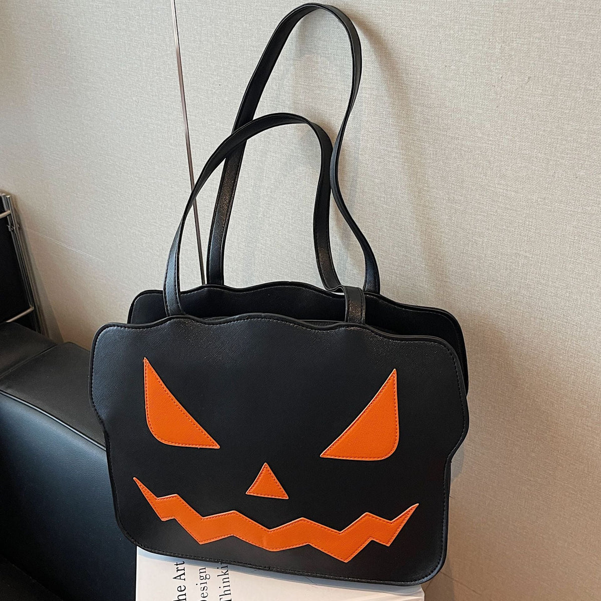 Halloween Pumpkin Tote Bag Stylish Casual Large Capacity Shoulder Bag