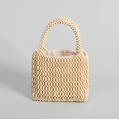 Handmade Wooden Bead Woven Handbags