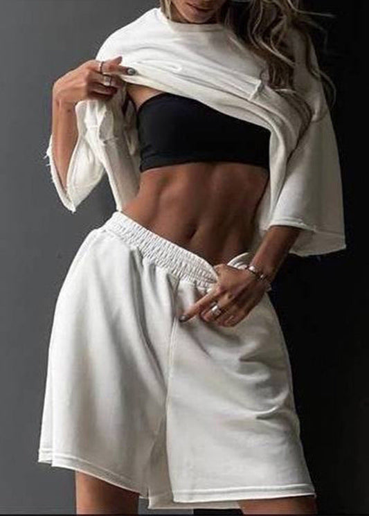 Oversized Cotton Lounge Tee And Shorts Set