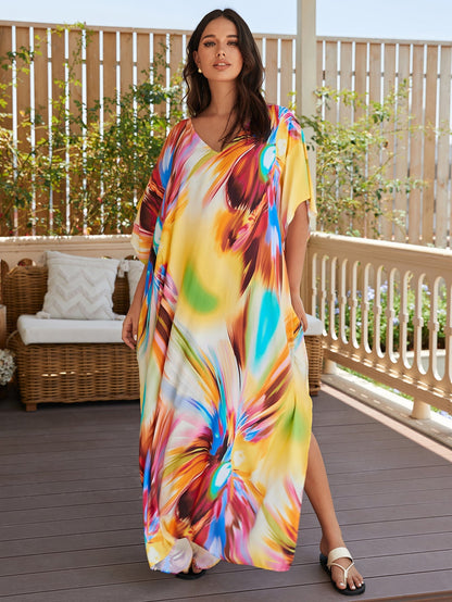 Cotton Printed Beach Cover Shirt Loose Robe Holiday Sunscreen Shirt Bikini Cover Up