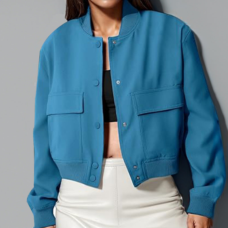 Elegant Casual Long Sleeve Coat with Single Button Closure