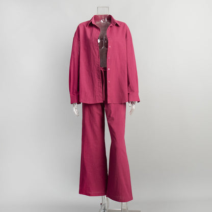 Cotton Long Sleeve Shirt and Pants Set Casual Outfit