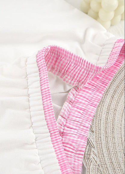 Cozy White Cotton Lounge Set With Teddy Print