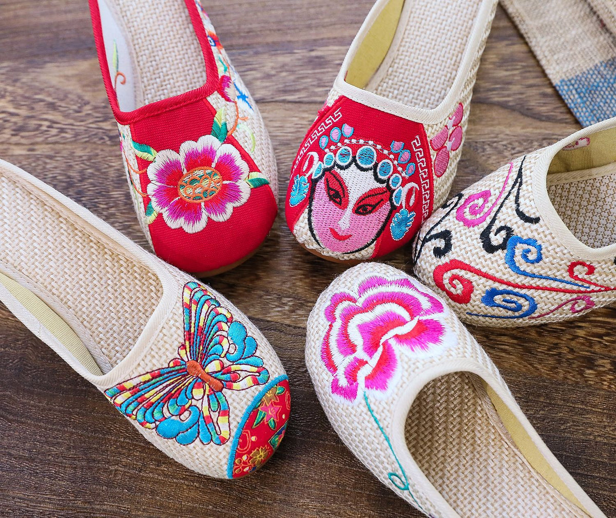 Butterfly Cloth Shoes Ladies Casual Summer Walking, Shopping Tourism, Cow Tendon Bottom Slippers