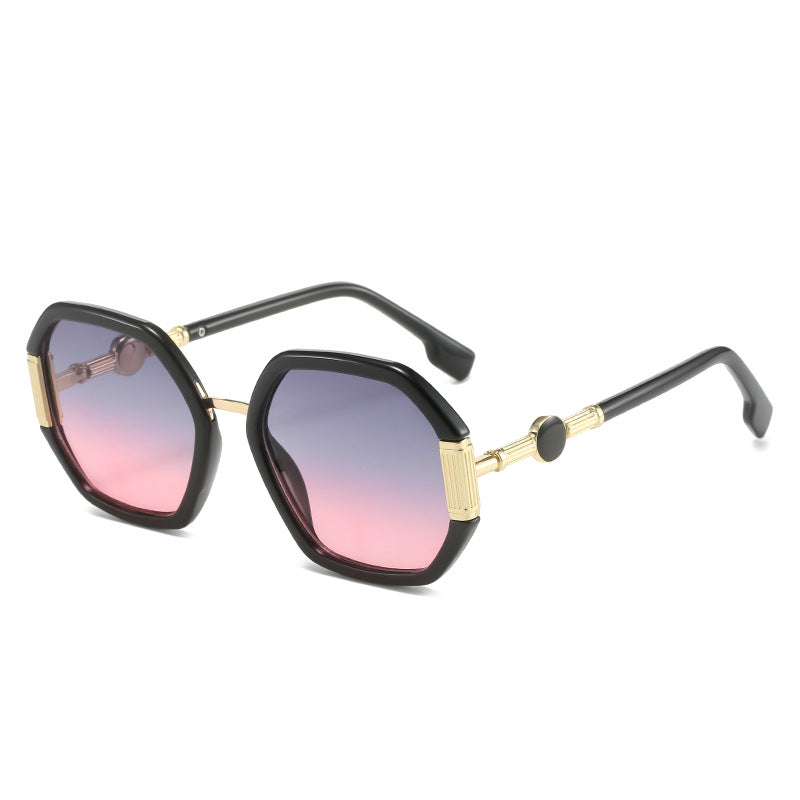 Polygon Sunglasses For Women Trendy Metal Frames Ocean Color