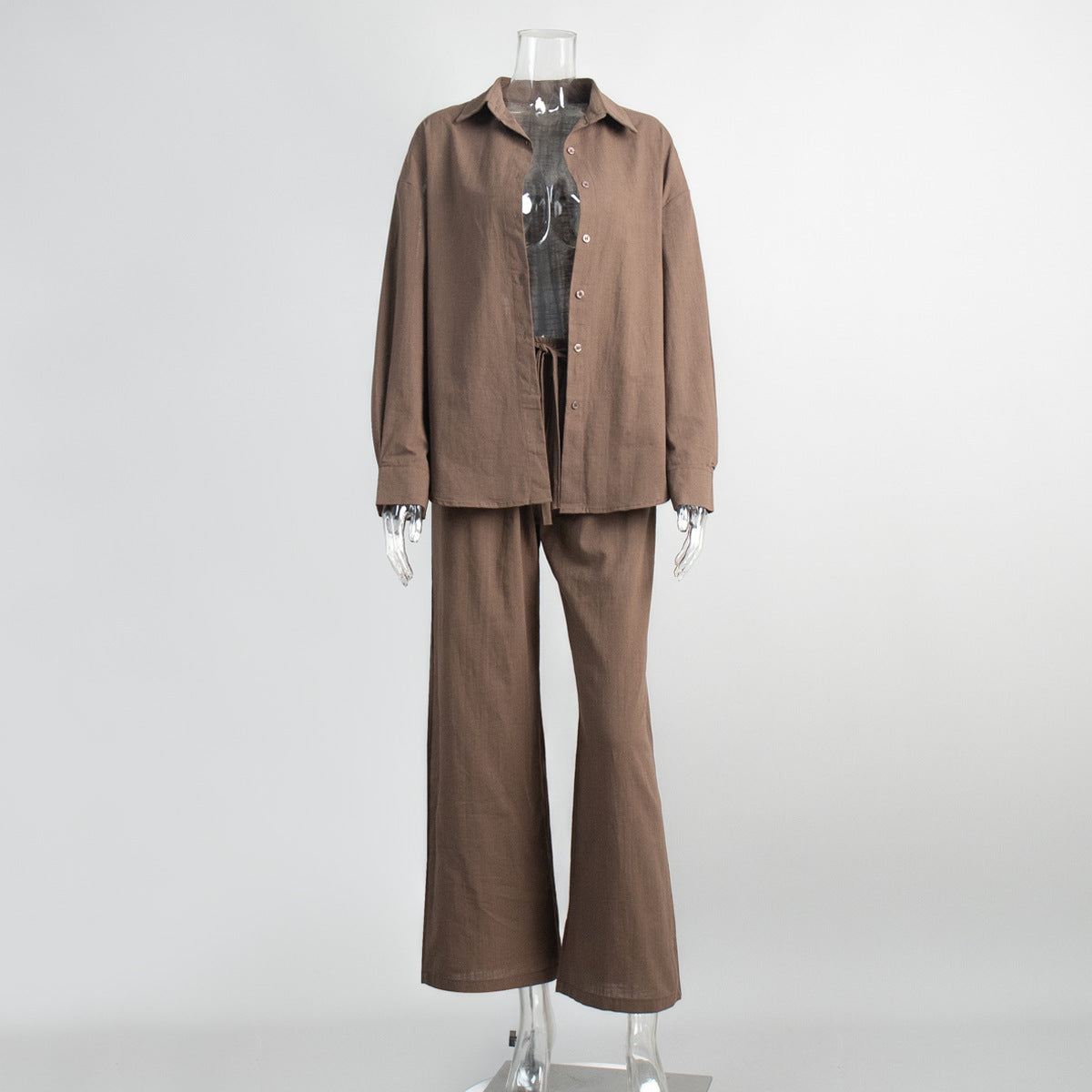 Cotton Long Sleeve Shirt and Pants Set Casual Outfit