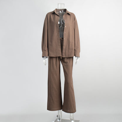 Cotton Long Sleeve Shirt and Pants Set Casual Outfit