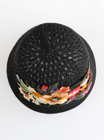 Ethnic Embroidered Flowers In Summer Breathable Hollow Sunscreen Fisherman Hat Female Sunshade Joker Bucket Hat Sun Basin Hat