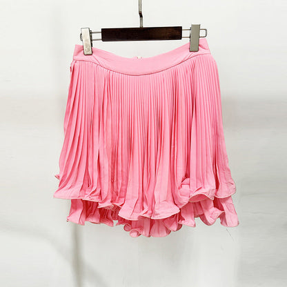 Pleated Chiffon Skirt Stylish Casual Mini Skirt