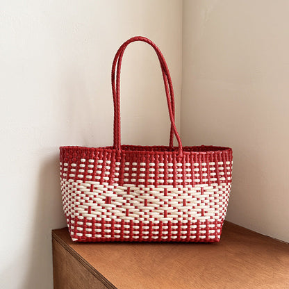 Woven Tote Beach Bag Casual PVC Shoulder Bag