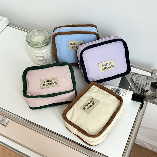 Cute Color Block Soft Makeup Bag