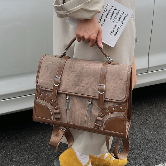 British Style Backpack Chic PU Shoulder Tote Bag