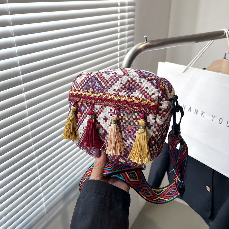 Retro Bohemian Fringe Shoulder Bag Canvas Crossbody