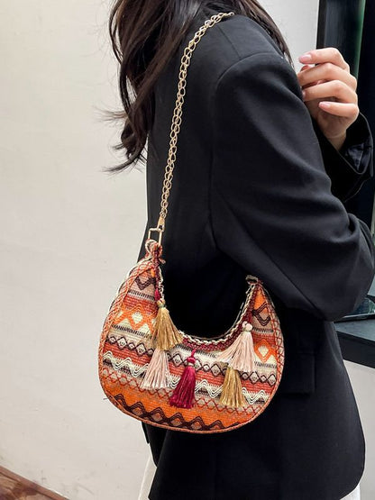 Embroidered Ethnic Style Fringe Shoulder Bag