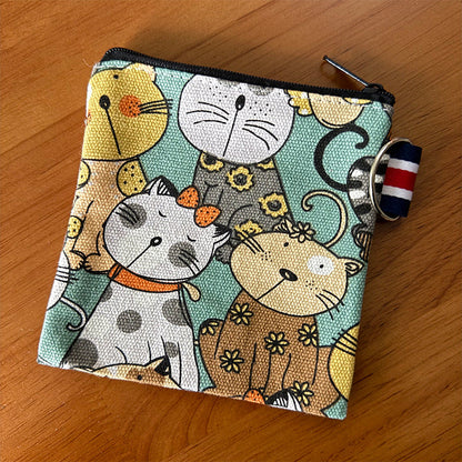 Cute Canvas Travel Coin Purse Keychain Wallet
