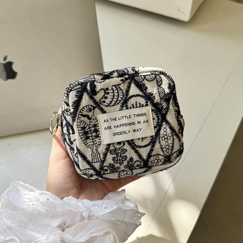 Embroidery Mini Makeup Bag Multi-Functional Wallet