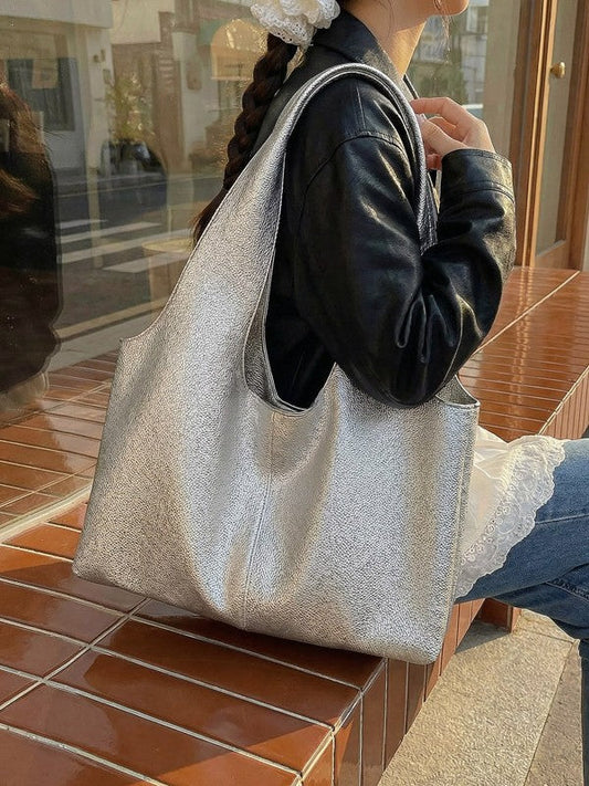 Trendy Color-Block Design Women's Tote Bag Casual Large Capacity Shoulder Bag