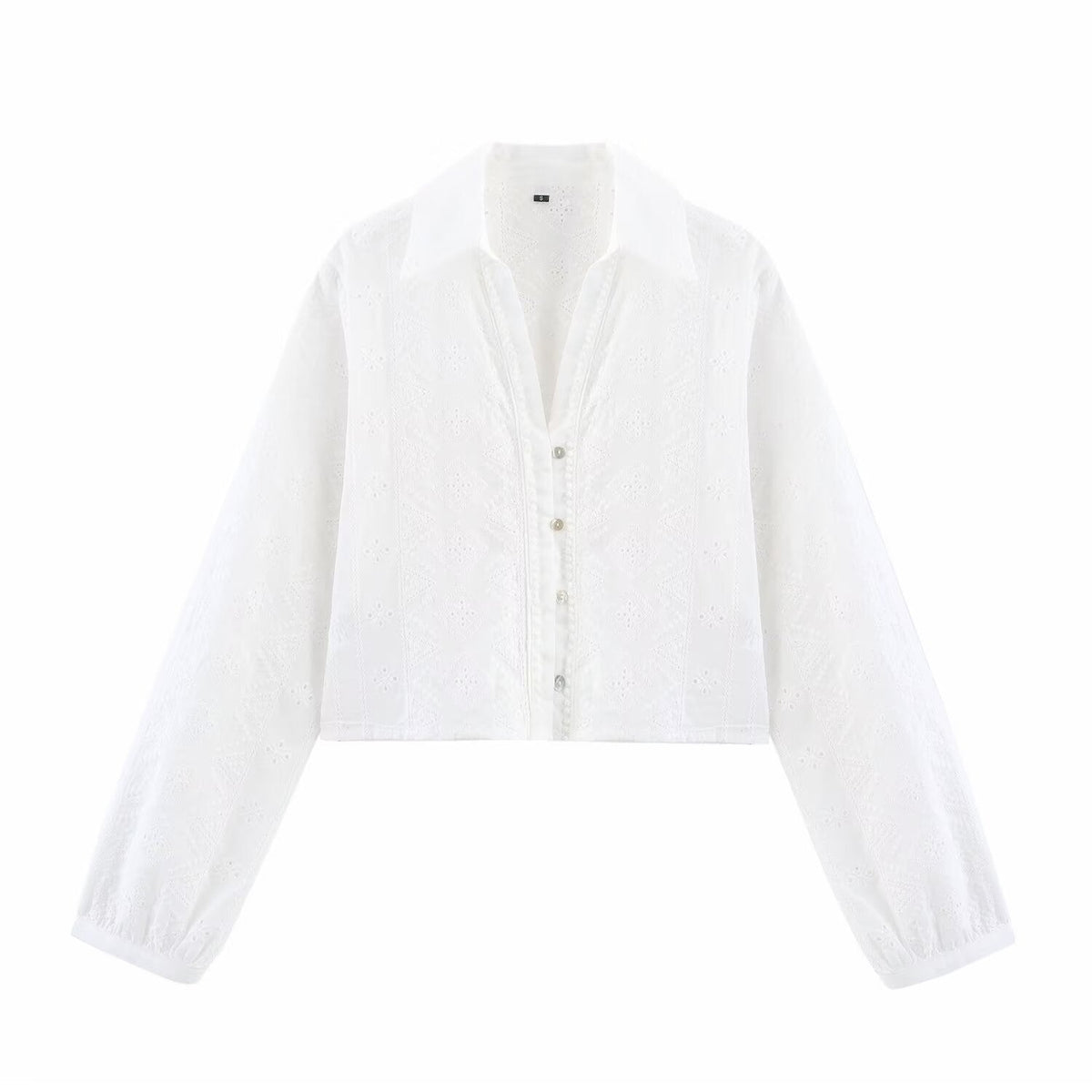 Trendy Embroidered Hollow Out Solid Color Top
