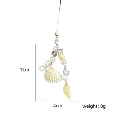 Elegant Pearl Seashell Beaded Keychain Phone Charm