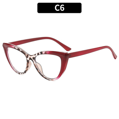 Trendy Color Block Cat Eye Blue Light Blocking Glasses for Women