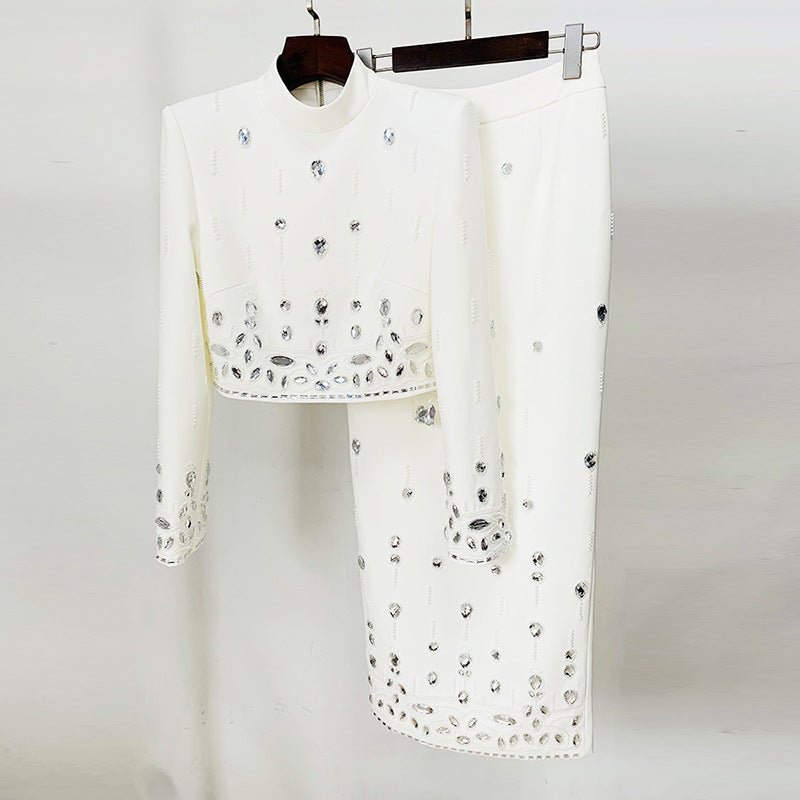 New Stylish Embellished Beaded Jacket And Long Skirt Set