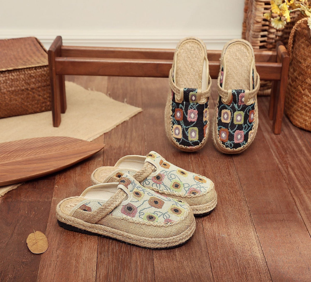 Cloth Shoes Linen Big Head Slippers Flat Heels Cotton Low Top Women'S Slippers Shoes