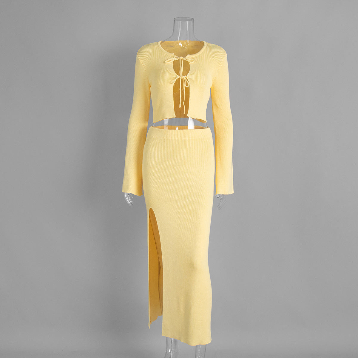 Elegant Bell Sleeve Cardigan & Maxi Skirt Set