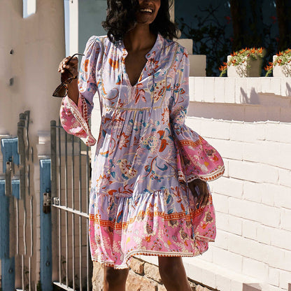 Women'S Fashion Broken Flowers, Chiffon Cake Dress