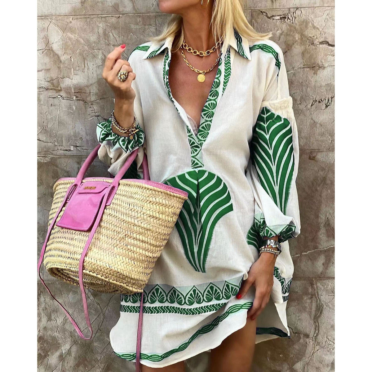 Summer New Casual Long Shirt Loose Vacation Split Top Woman