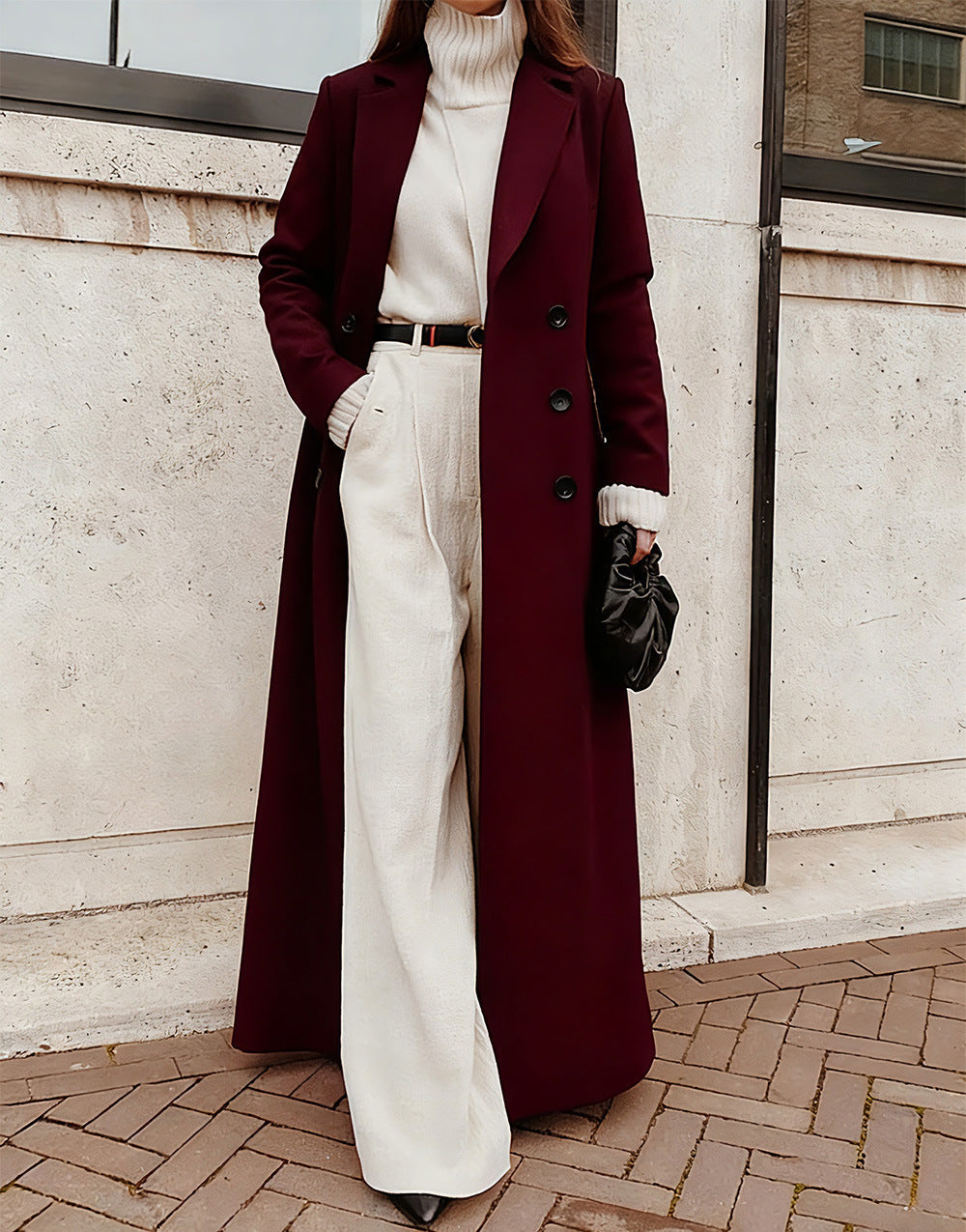 Elegant Casual Long Woolen Coat For Women