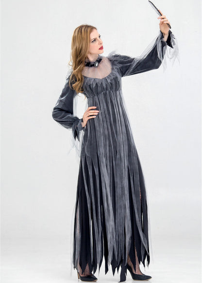 Haunted Wedding Dress Gray Sheer Fabric